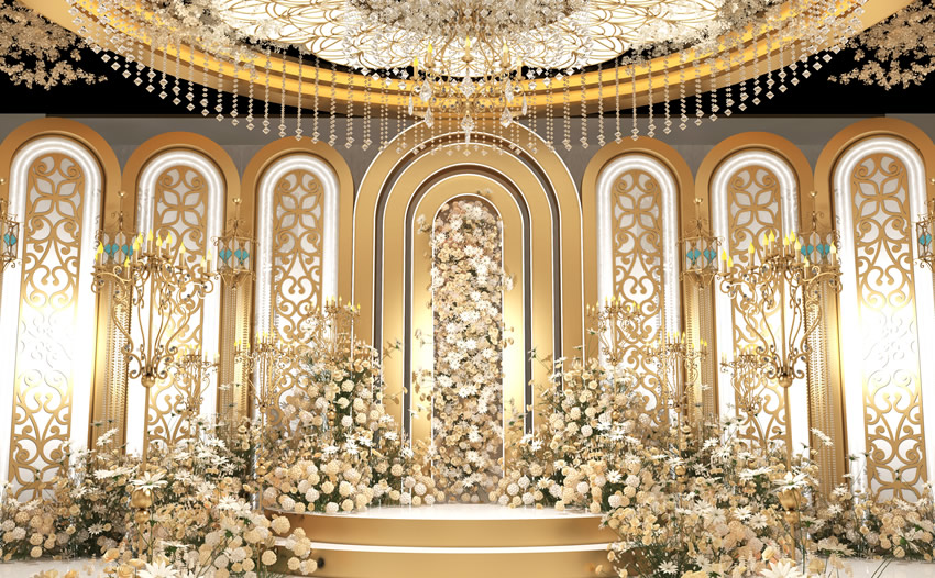 永嘉香槟色调婚礼堂效果展示